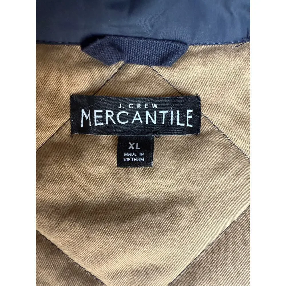 J. Crew Quilted Vest Mens XL Navy Blue Full Zip Pockets Outdoors